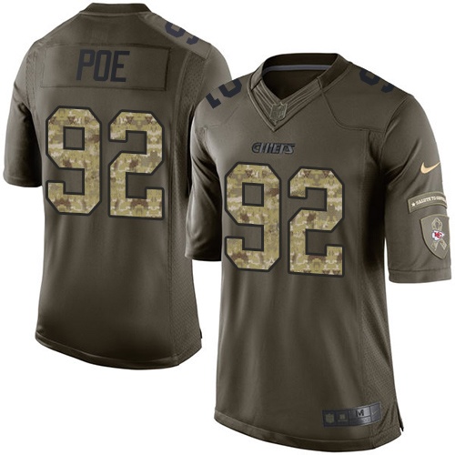 Youth Elite Dontari Poe Nike Jersey Green - #92 Salute to Service NFL Kansas City Chiefs